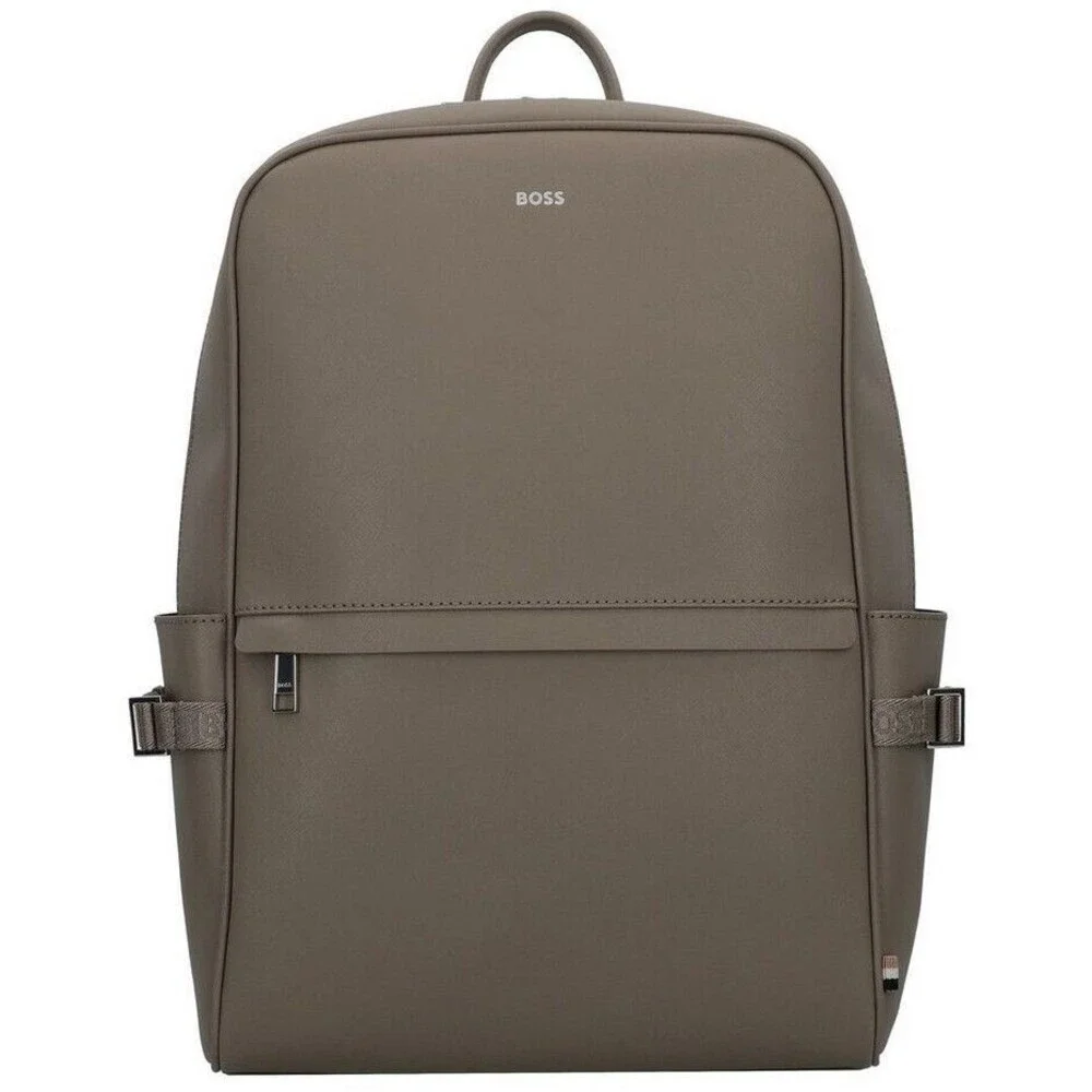 HUGO BOSS Mens Backpack Tan Brown Regenerated Leather ZAIR $299